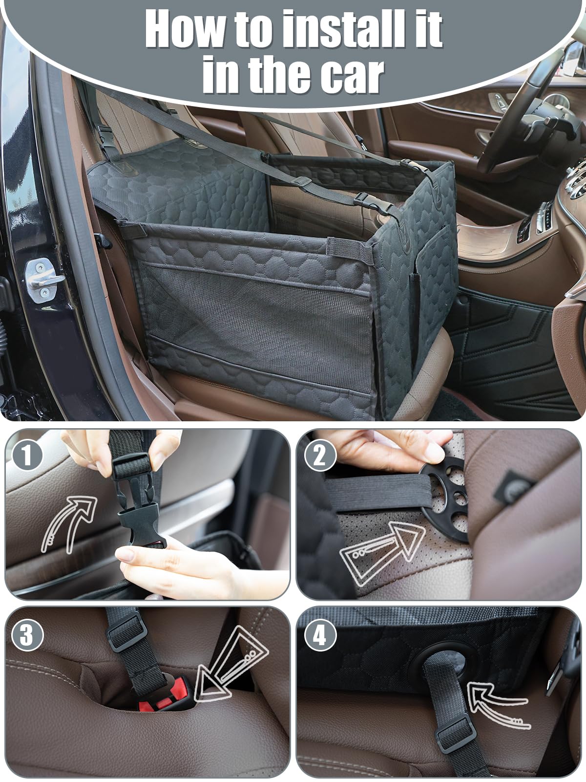 Prpeko dog seat storage pocket keeps essentials within reach