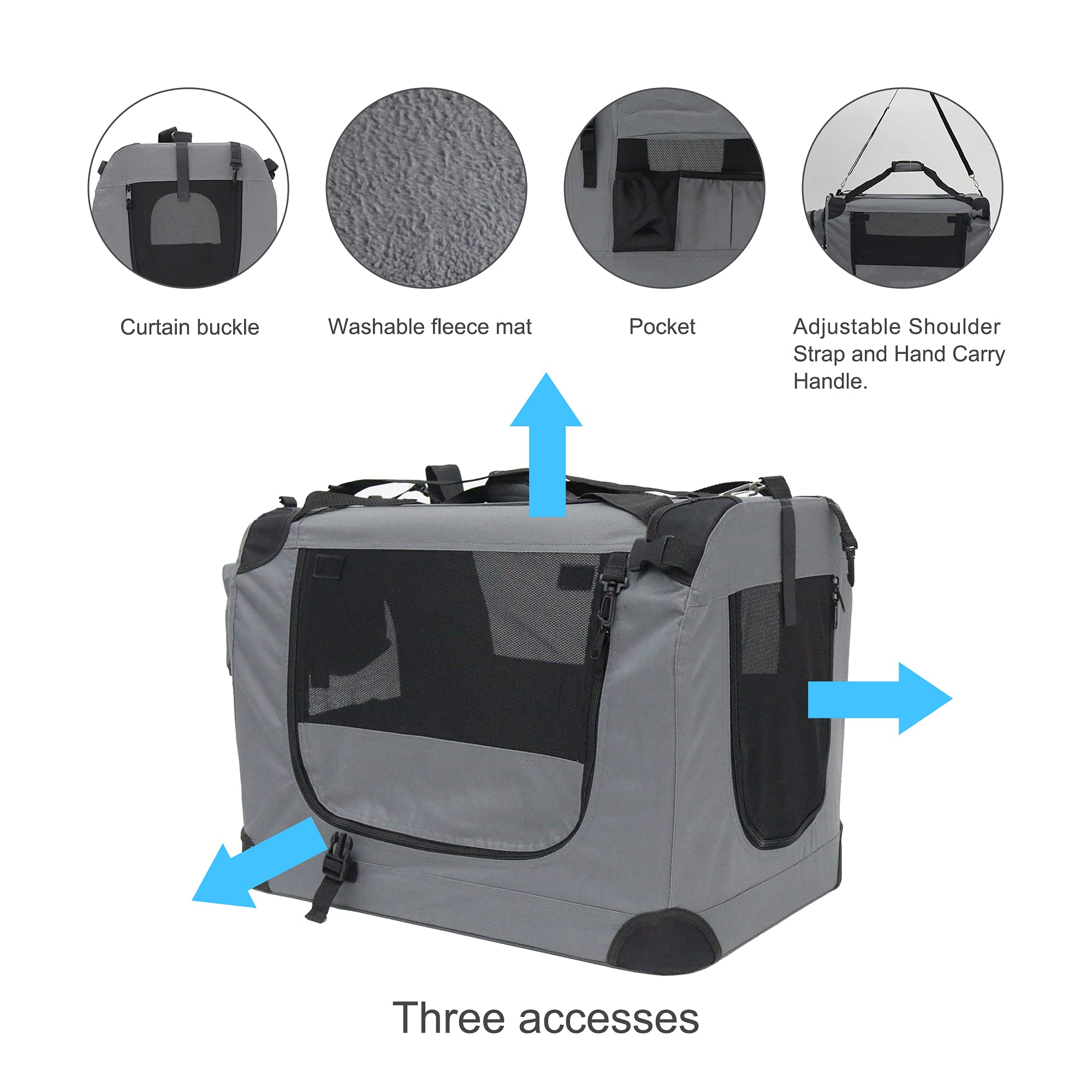 Prutapet large cat carrier breathable mesh panels for fresh air during journeys