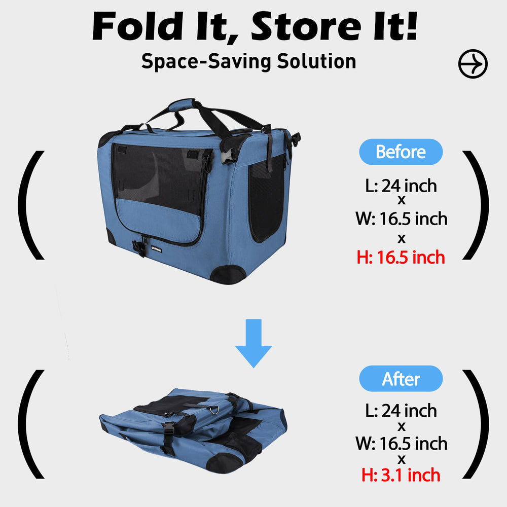 Prutapet Large Cat Carrier folded demonstrates easy setup and compact storage.