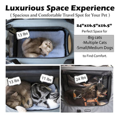 Prutapet large cat carrier front view with secure zip closure for calm entry