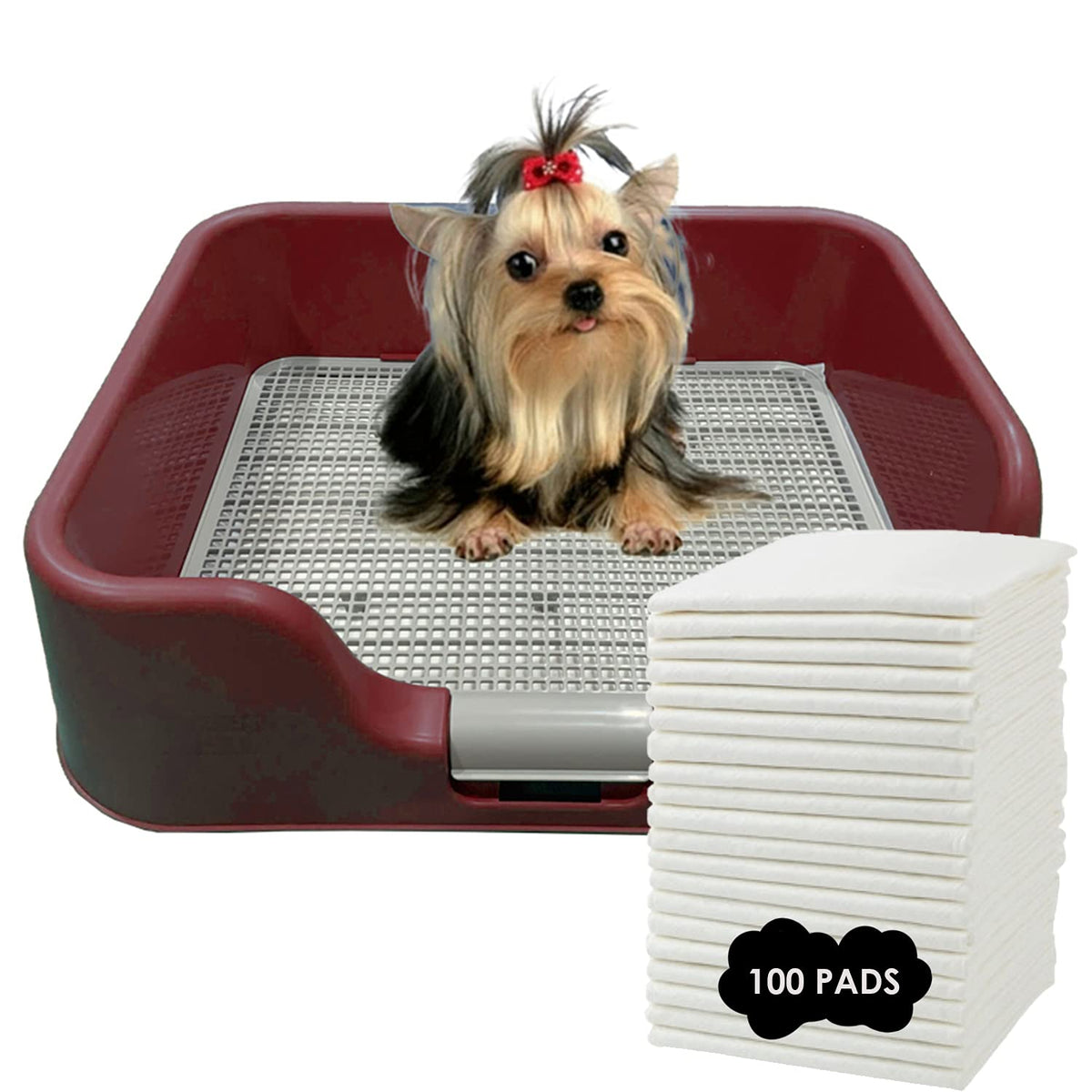 PS KOREA Indoor Dog Potty Tray with wine protective walls prevents leaks and keeps floors clean.