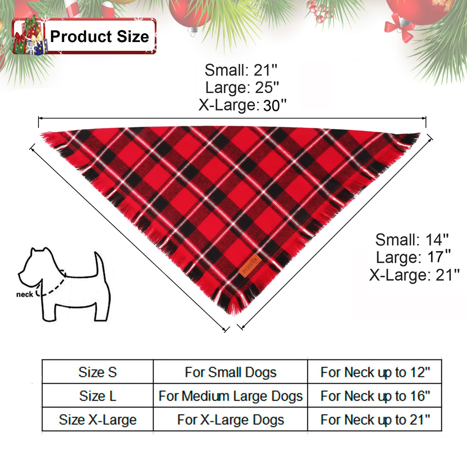 PTDECOR small neck 12in dog bandana fits small dogs