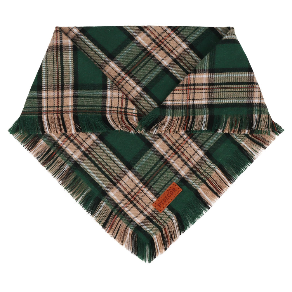 PTDECOR Christmas dog bandana on a festive pup, great for photos.