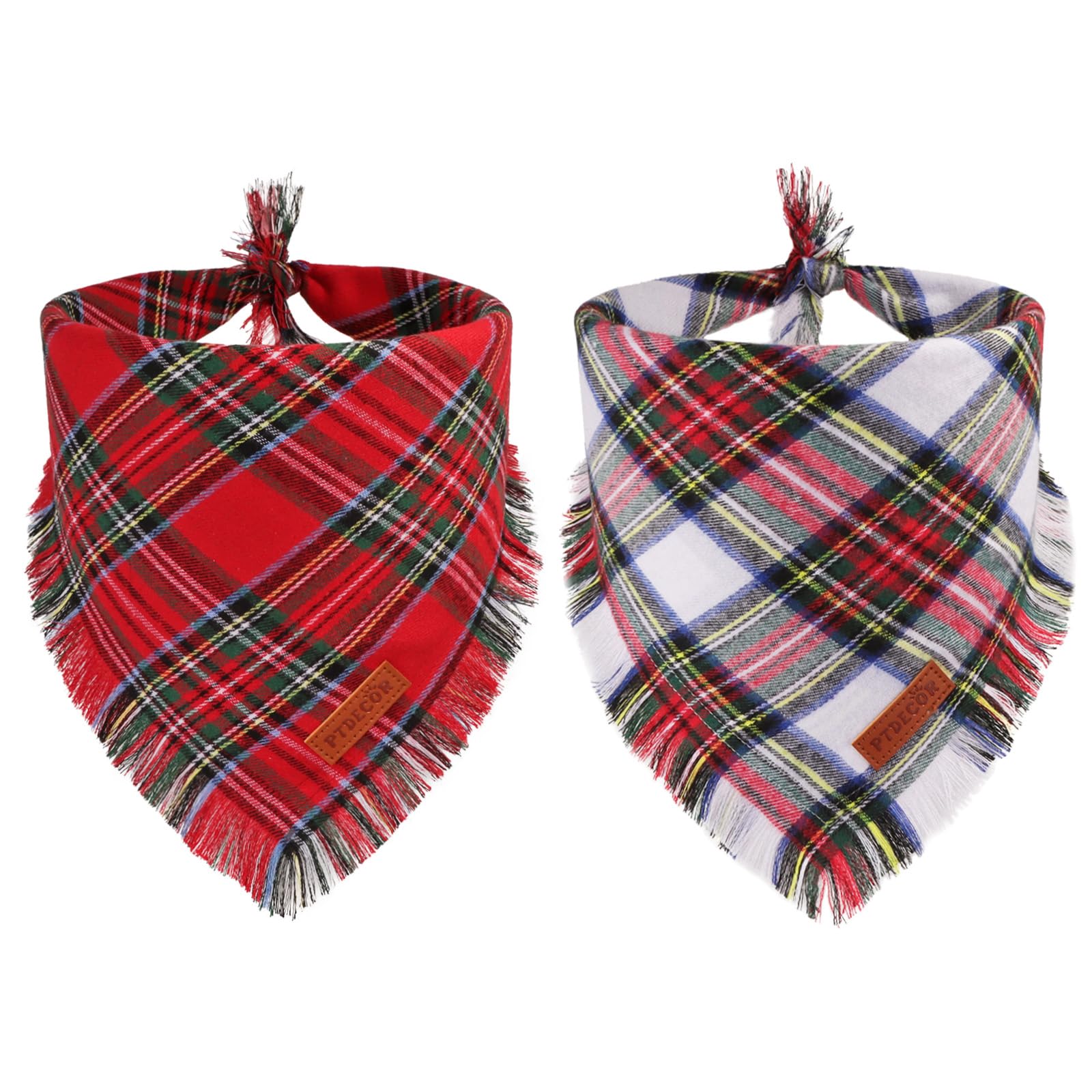 PTDECOR Christmas dog bandana with tassels edges for festive photos