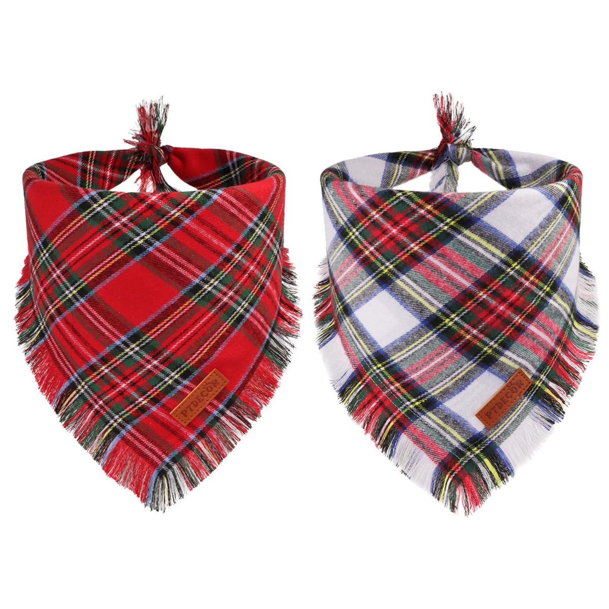 PTDECOR Christmas dog bandana with tassels edges for festive photos