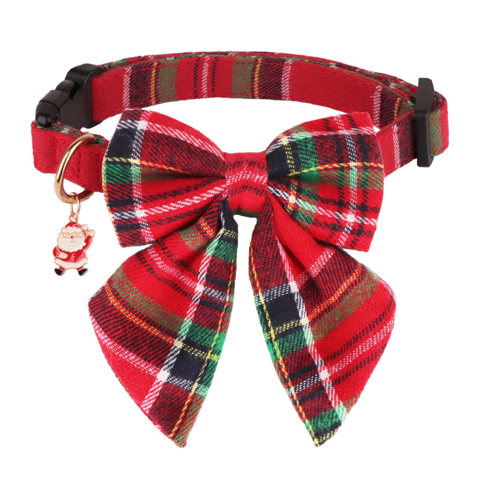 PTDECOR Christmas dog collar in red plaid for festive style