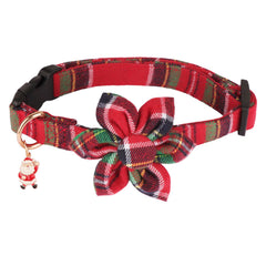 PTDECOR Christmas plaid collar closeup highlighting soft cotton fabric and safe buckle.