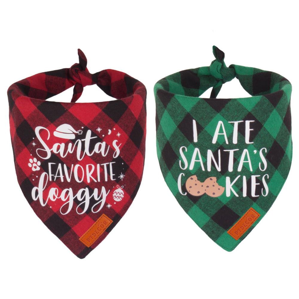 PTDECOR dog bandana red plaid ready for festive style on a medium dog