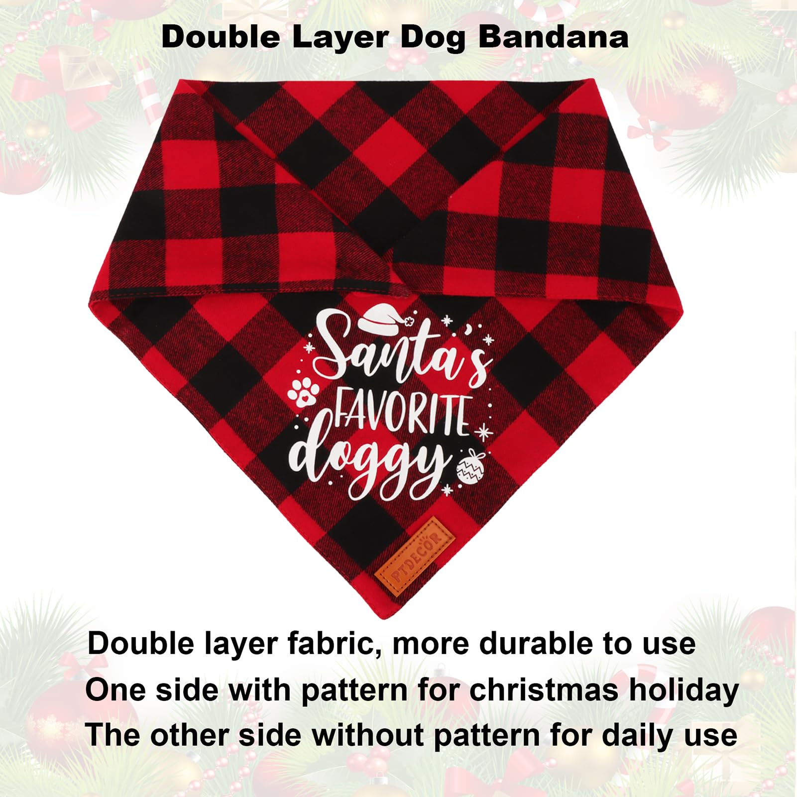 PTDECOR dog bandana large fits necks up to 16 inches