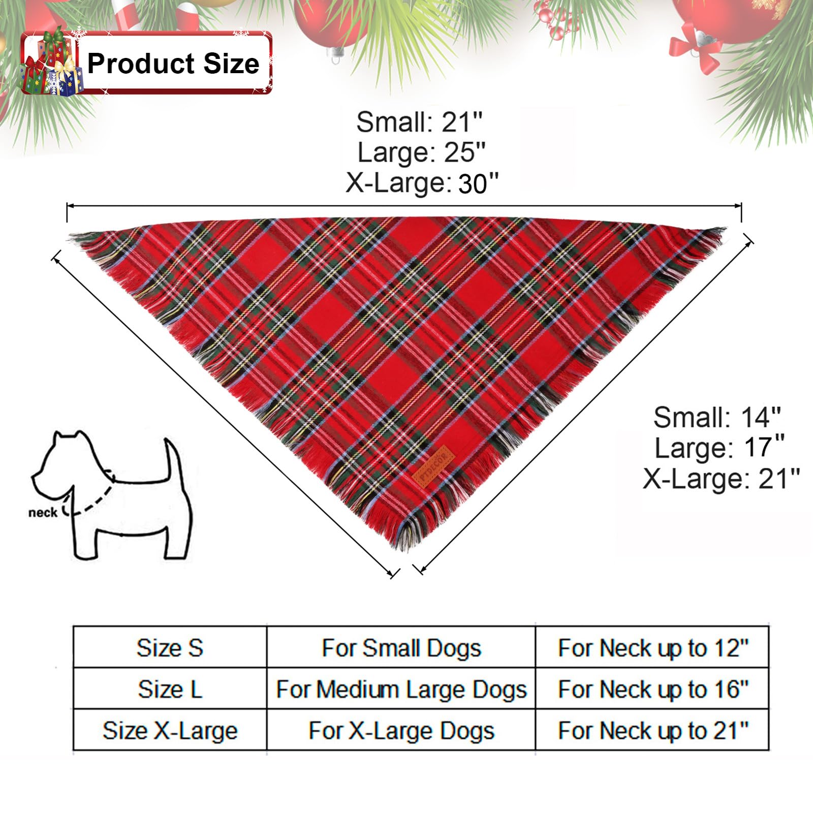 PTDECOR dog bandana with small to XL sizes for neck comfort