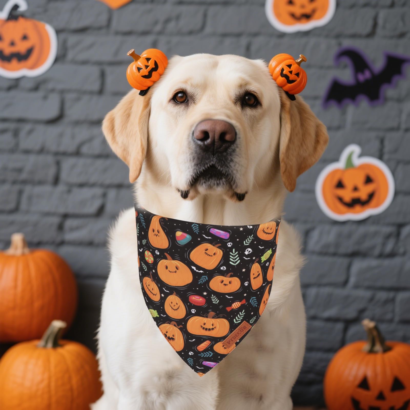 PTDECOR Halloween dog bandana large-size wear for bigger dogs