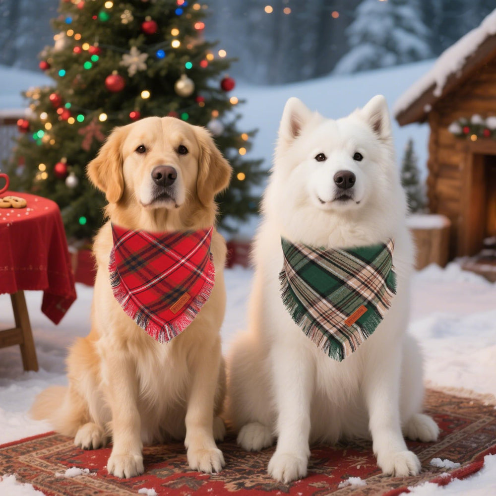 PTDECOR reversible Christmas dog bandana offers two festive looks.
