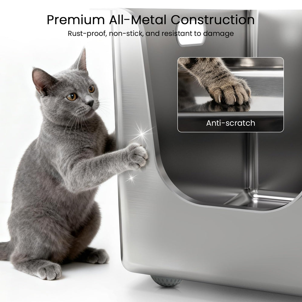 PTFFF open-top design improves monitoring while providing ventilated, cleaner litter space.