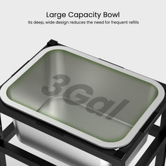PTFFF stainless steel dog bowl close-up reveals rust-free surface and deep bowl