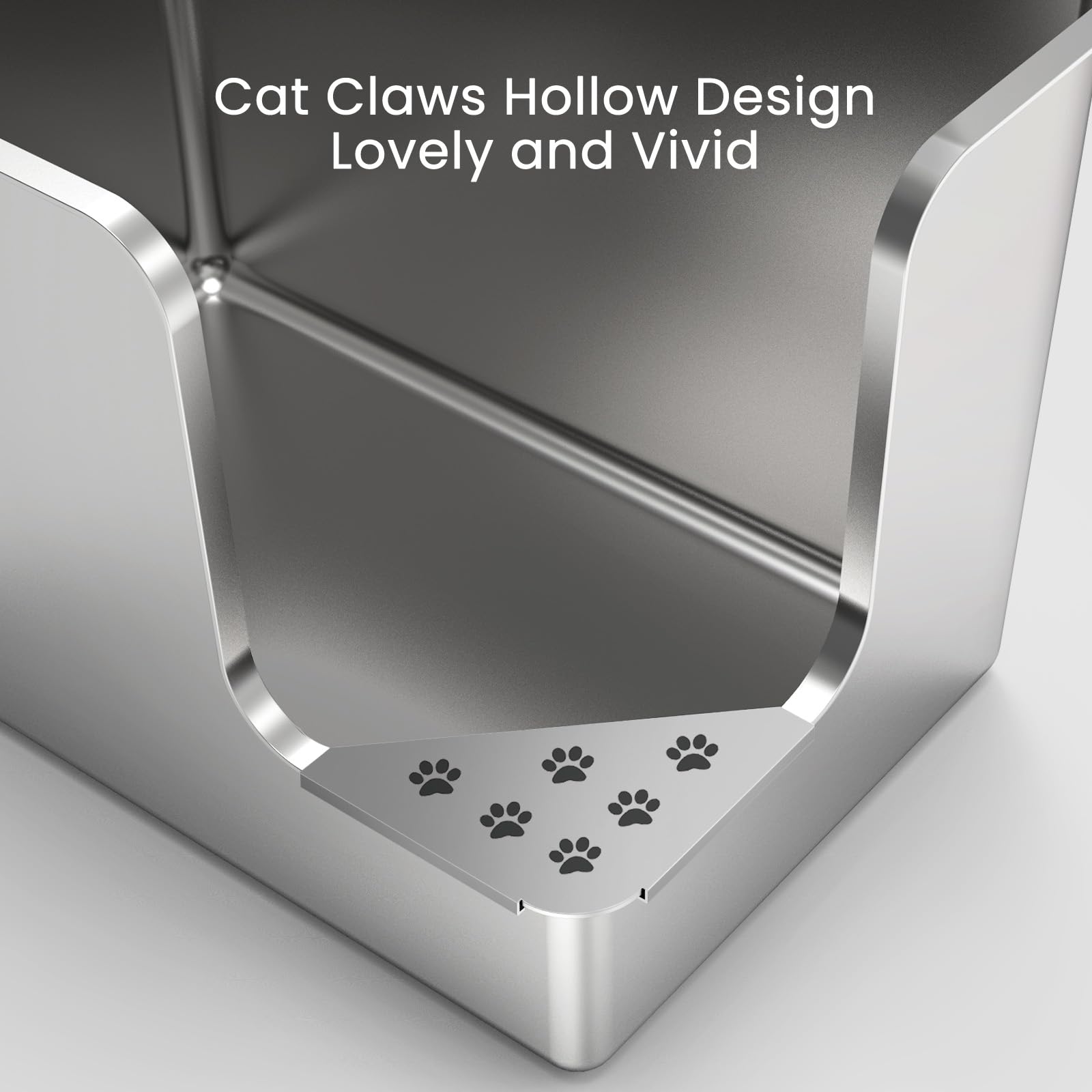 PTFFF stainless steel litter box anti-slip pad ensures stable setup.