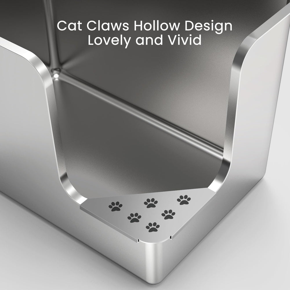 PTFFF stainless steel litter box anti-slip pad ensures stable setup.
