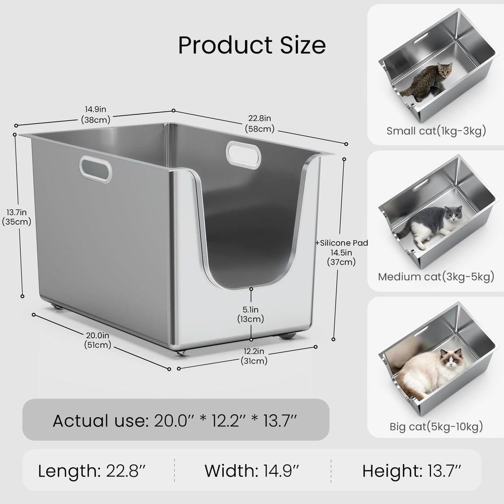 PTFFF XL litter box curved-entry aids easy access for kittens, seniors, and larger cats.