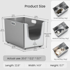 PTFFF XL litter box curved-entry aids easy access for kittens, seniors, and larger cats.