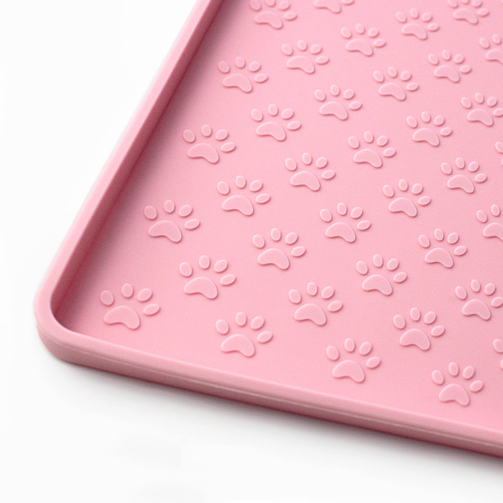 Ptlom: alfombrilla rosa para mascotas, desbordes que evita derrames de comida y agua.