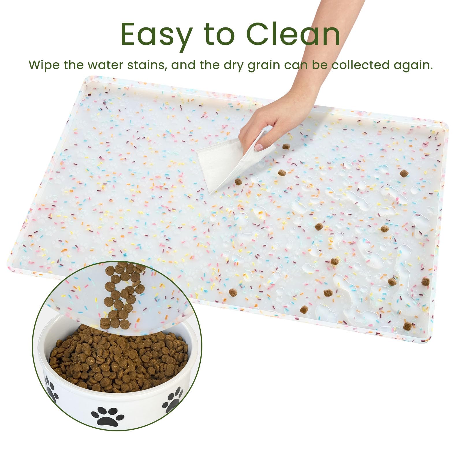 Ptlom cat fountain-compatible mat supports clean water stations.