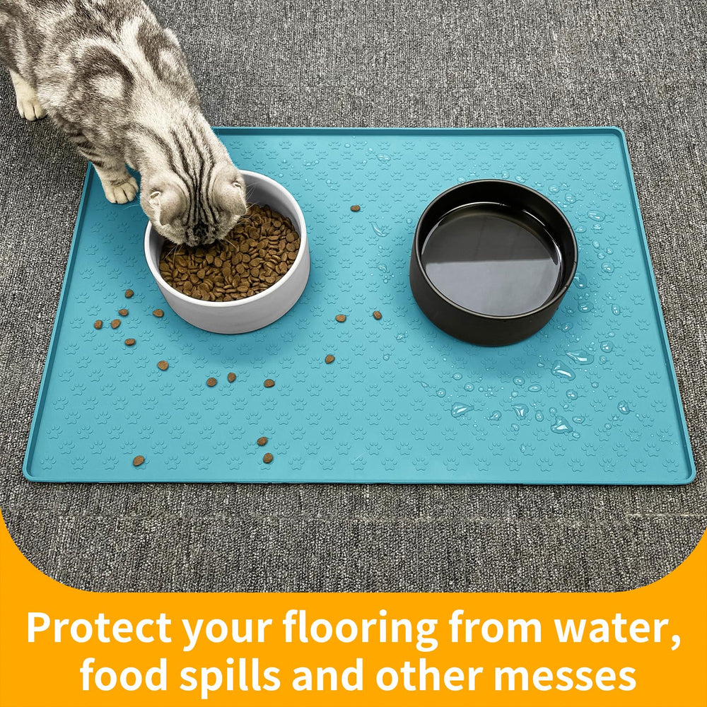 Ptlom cat fountain mat multi-use station for messy setups.