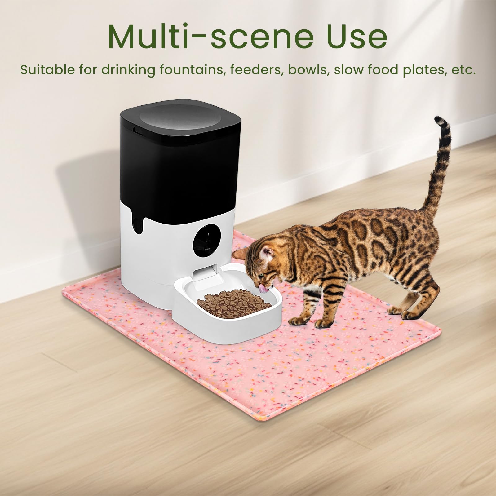 Ptlom cat fountain mat helps keep fountain area tidy.