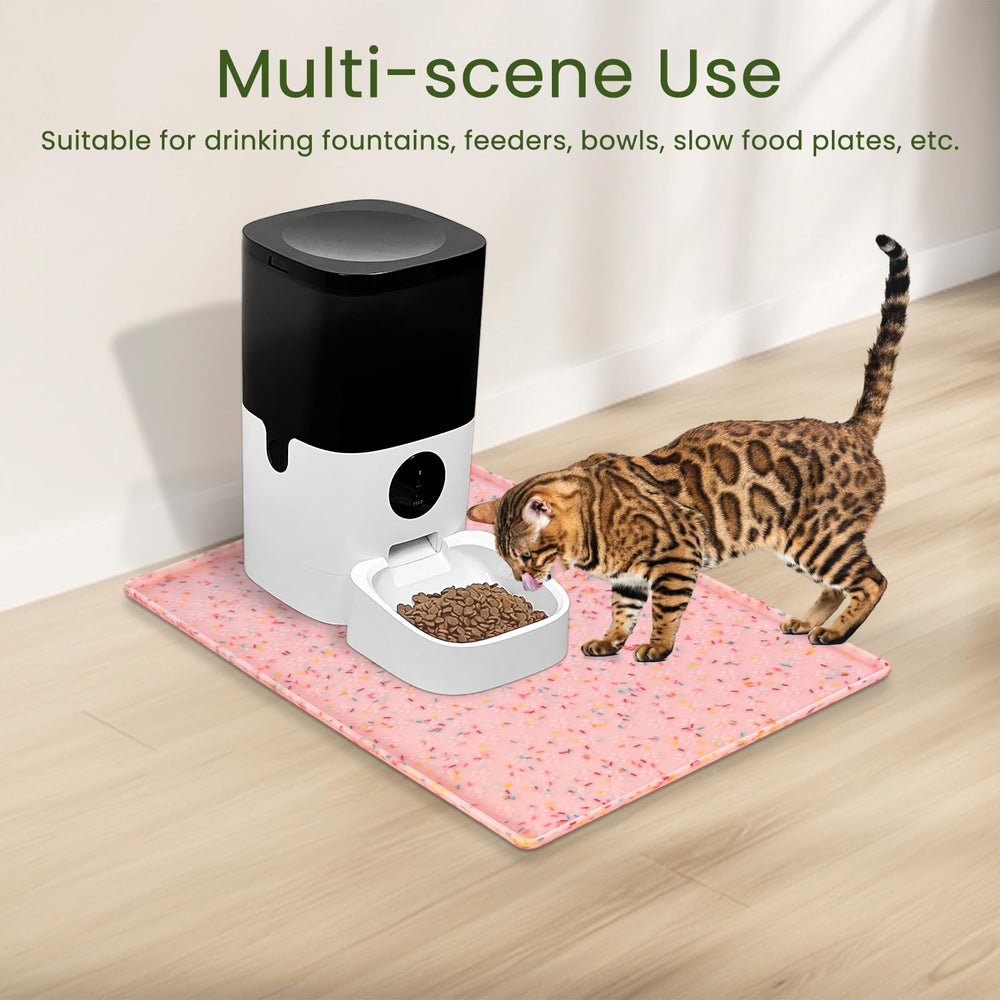 Ptlom cat fountain mat helps keep fountain area tidy.