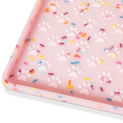 Ptlom dog food mat anti-slip pink keeps bowls steady and reduces spills.