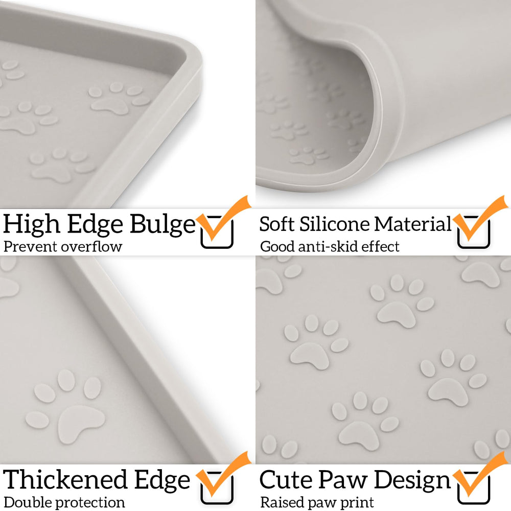 Ptlom dog food mat two-bowl tray for multiple pets.