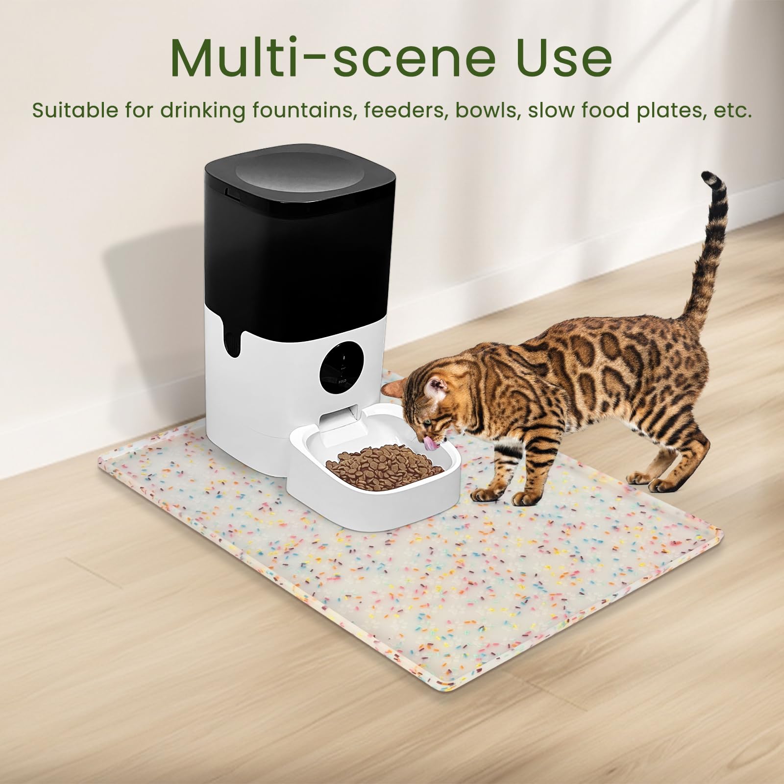 Ptlom dog food mat large-dish-tray fits various bowl sizes.