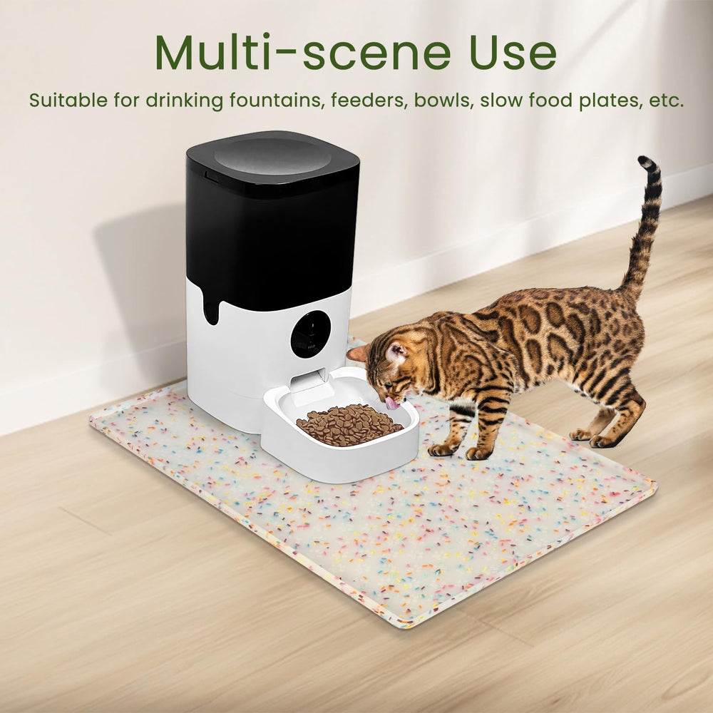 Ptlom dog food mat large-dish-tray fits various bowl sizes.