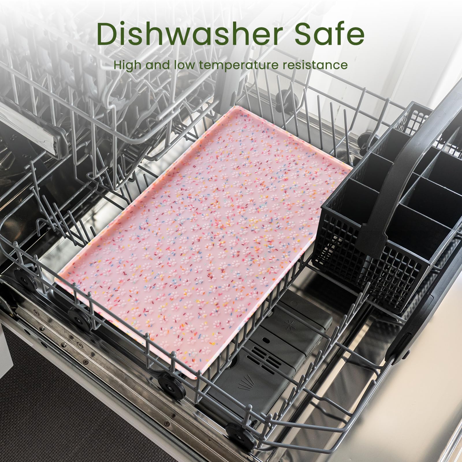 Ptlom easy-clean mat is dishwasher safe for quick upkeep.