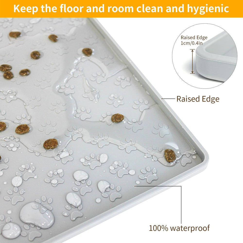 Ptlom multi-use feeding mat fits bowls, fountains, and feeders
