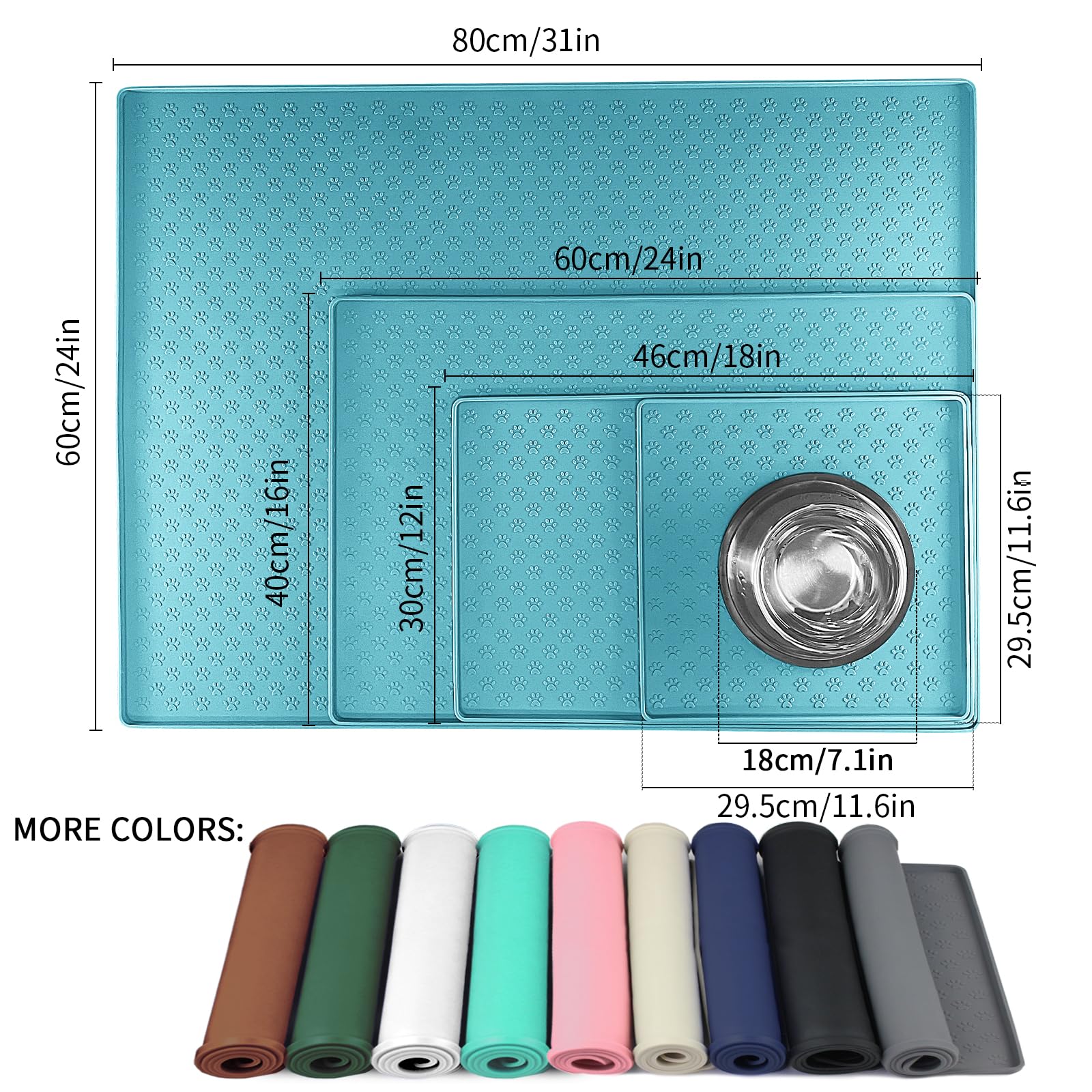 Ptlom pet bowl mat waterproof protects surfaces during meals.