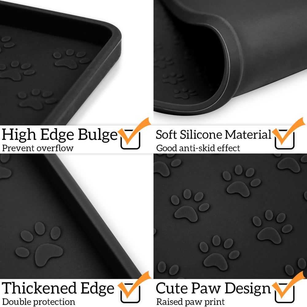 Ptlom pet placemat bowls-stay-in-place feature reduces floor contamination.
