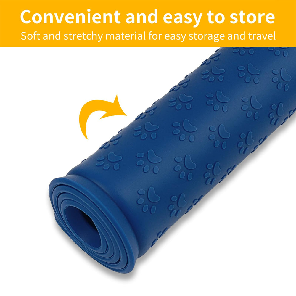 Ptlom pet placemat for dogs and cats improves mealtime cleanliness.