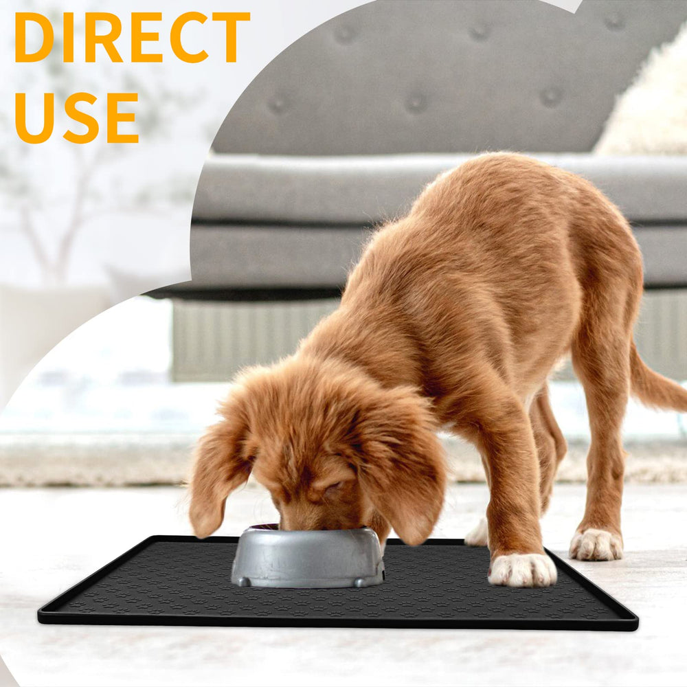 Ptlom pet placemat easy-clean-surface cleans quickly after messy meals.