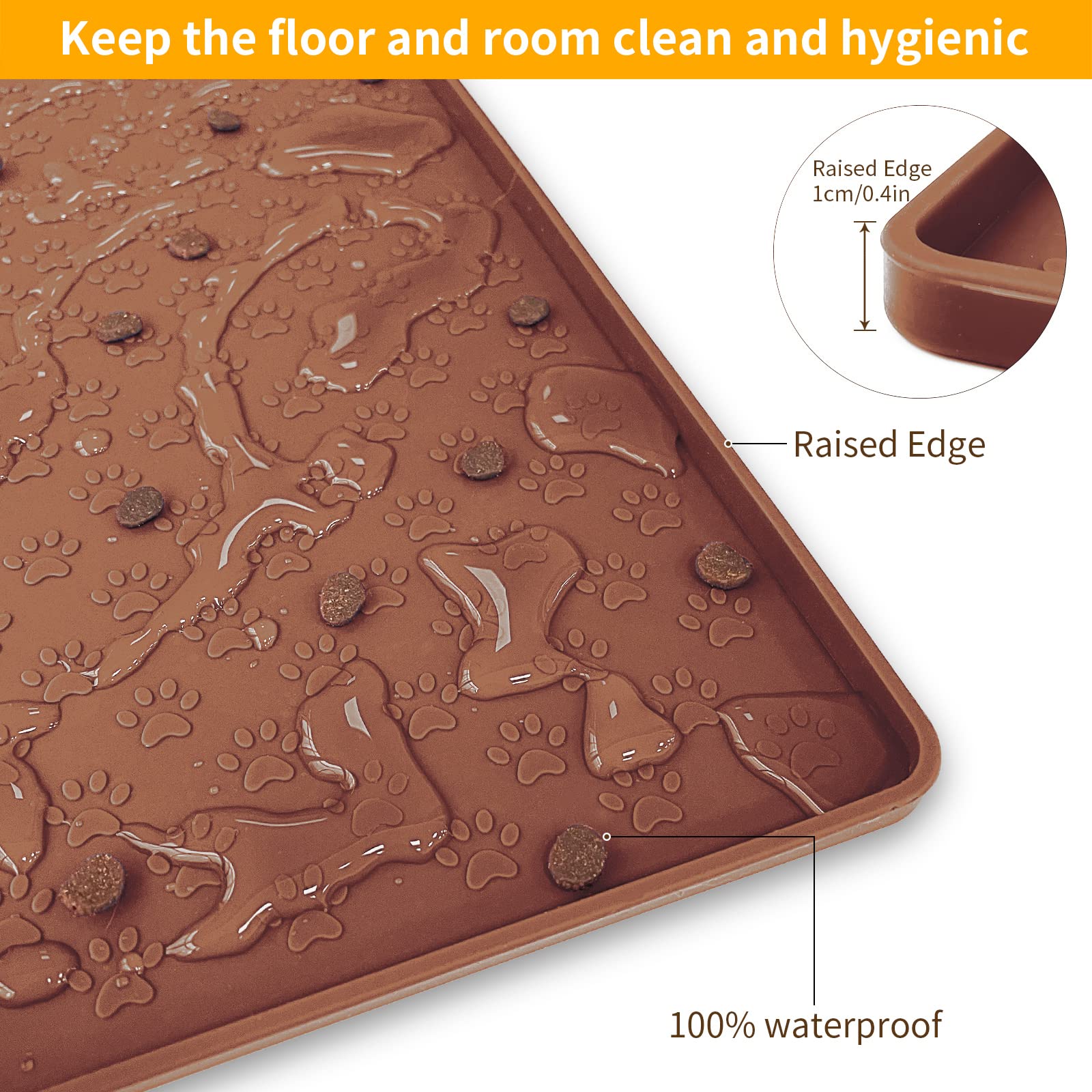 Ptlom Pet Placemat easy-clean silicone surface wipes clean quickly.