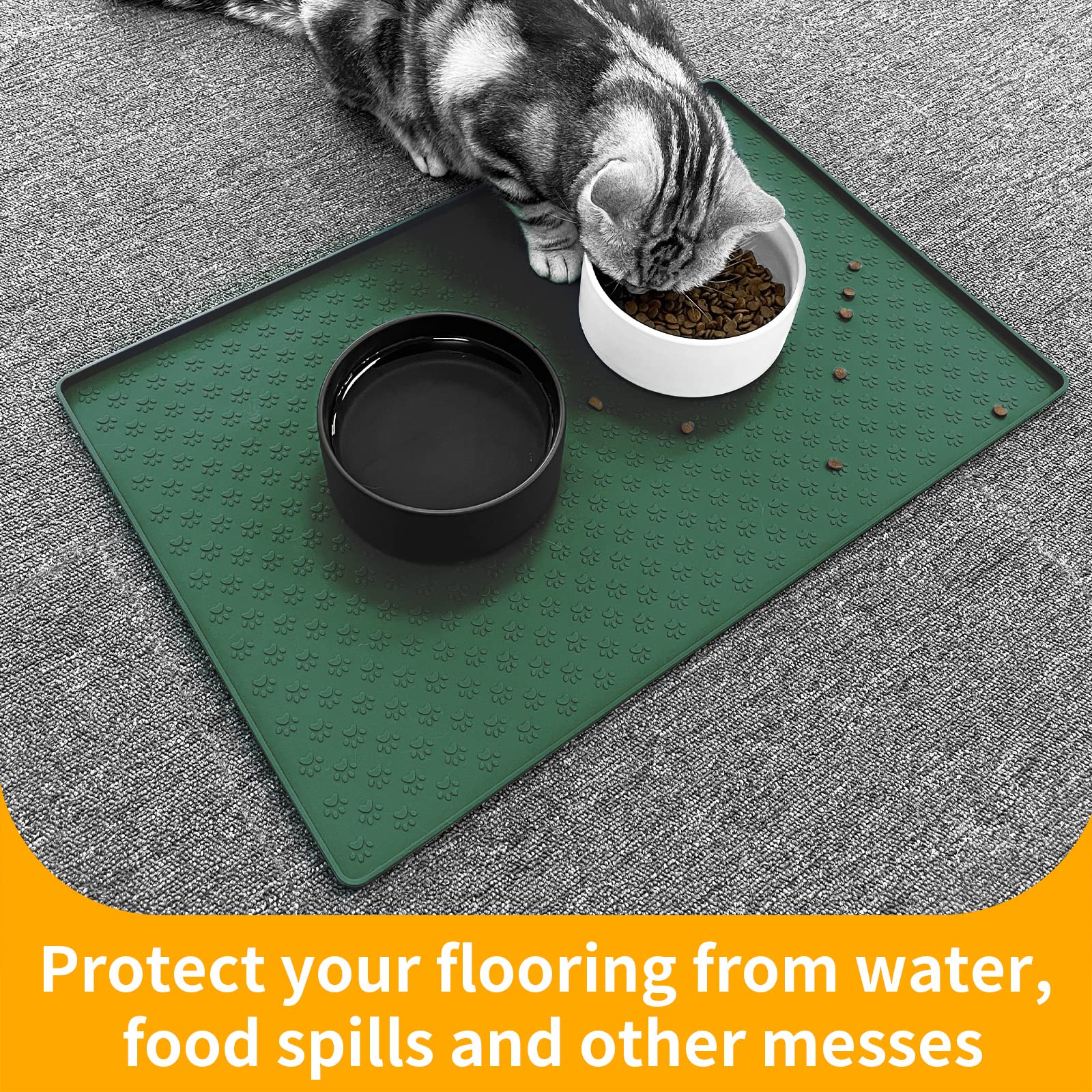 Ptlom pet placemat floor protection reduces mess and crumbs on floors.