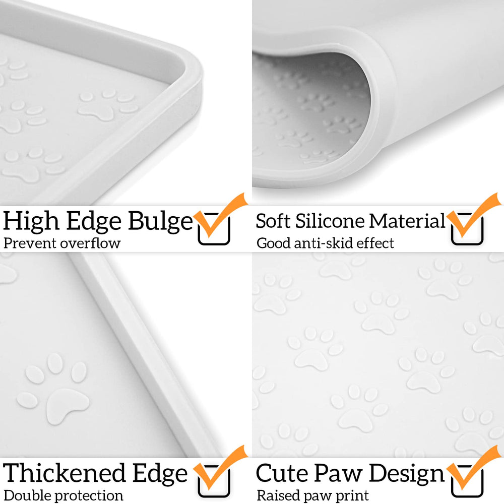 Ptlom silicone mat protects floor during pet feeding sessions.