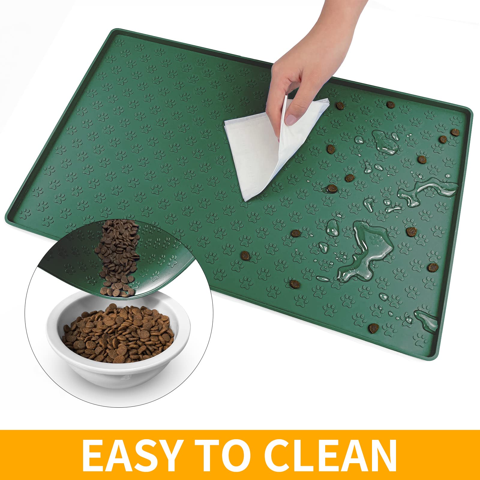 Ptlom pet placemat hunter green color complements kitchen decor.