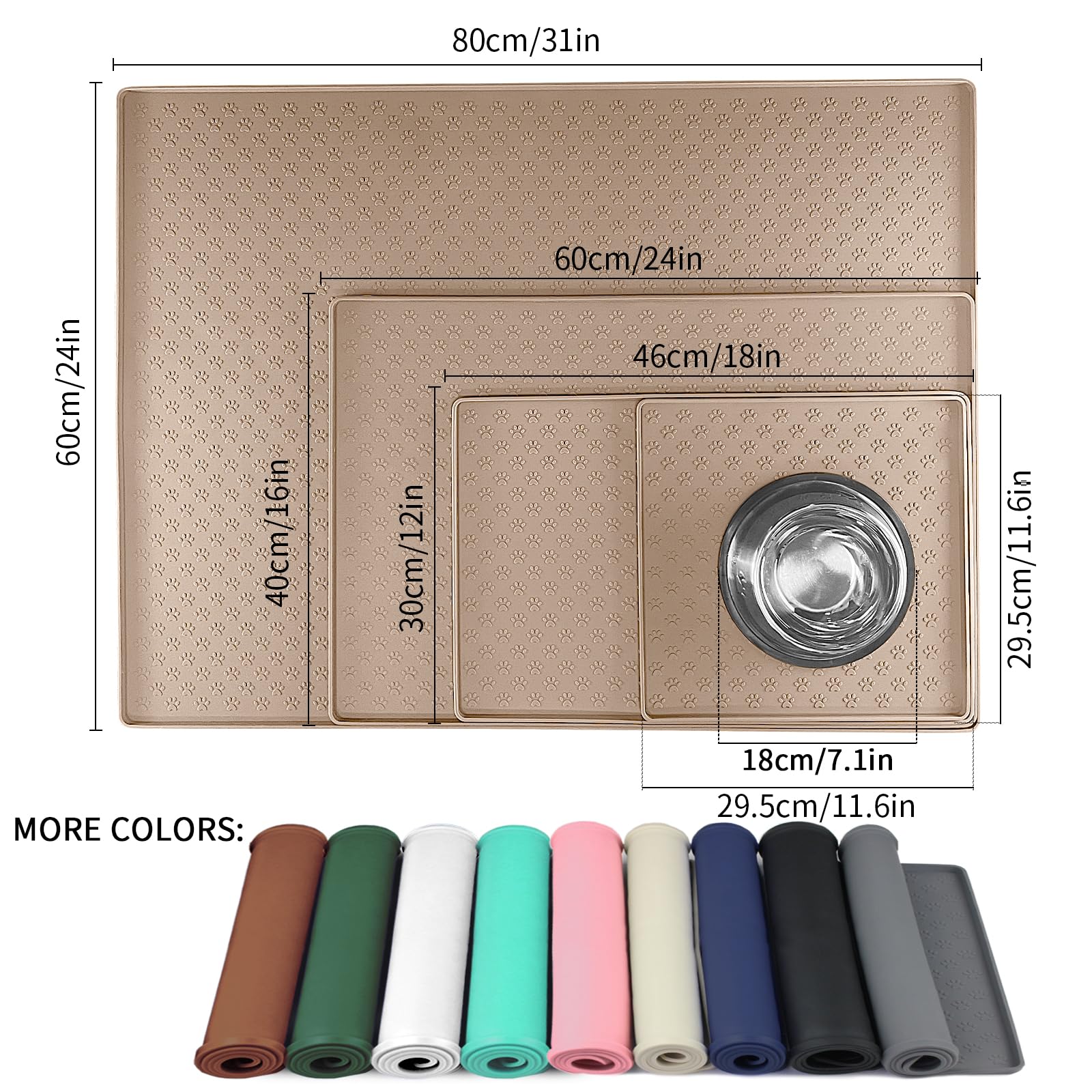 Ptlom waterproof silicone pet placemat supports mess-free dining and easy cleanup.