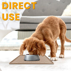 Ptlom raised-edges design on dog mat helps contain spills and protect floors.