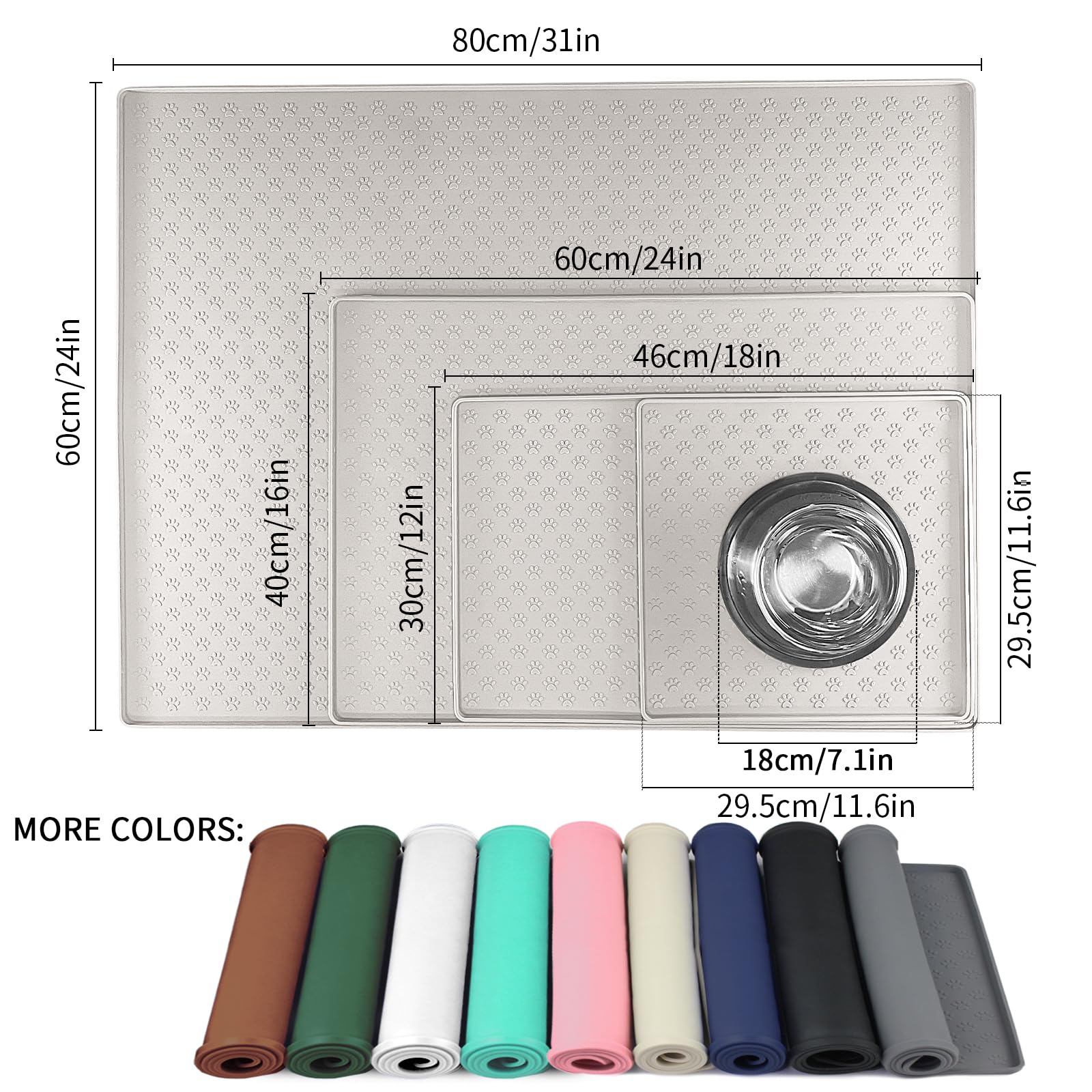 Ptlom raised-edges placemat prevents spills and splashes from reaching floors.