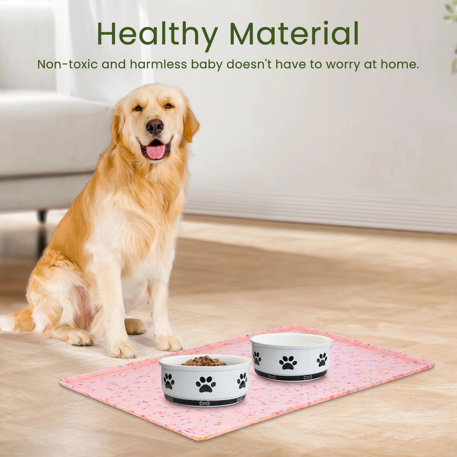 Ptlom silicone pet bowl mat supports bowls securely