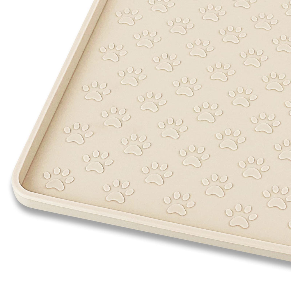 Ptlom silicone pet placemat beige edge detail prevents spills during meals
