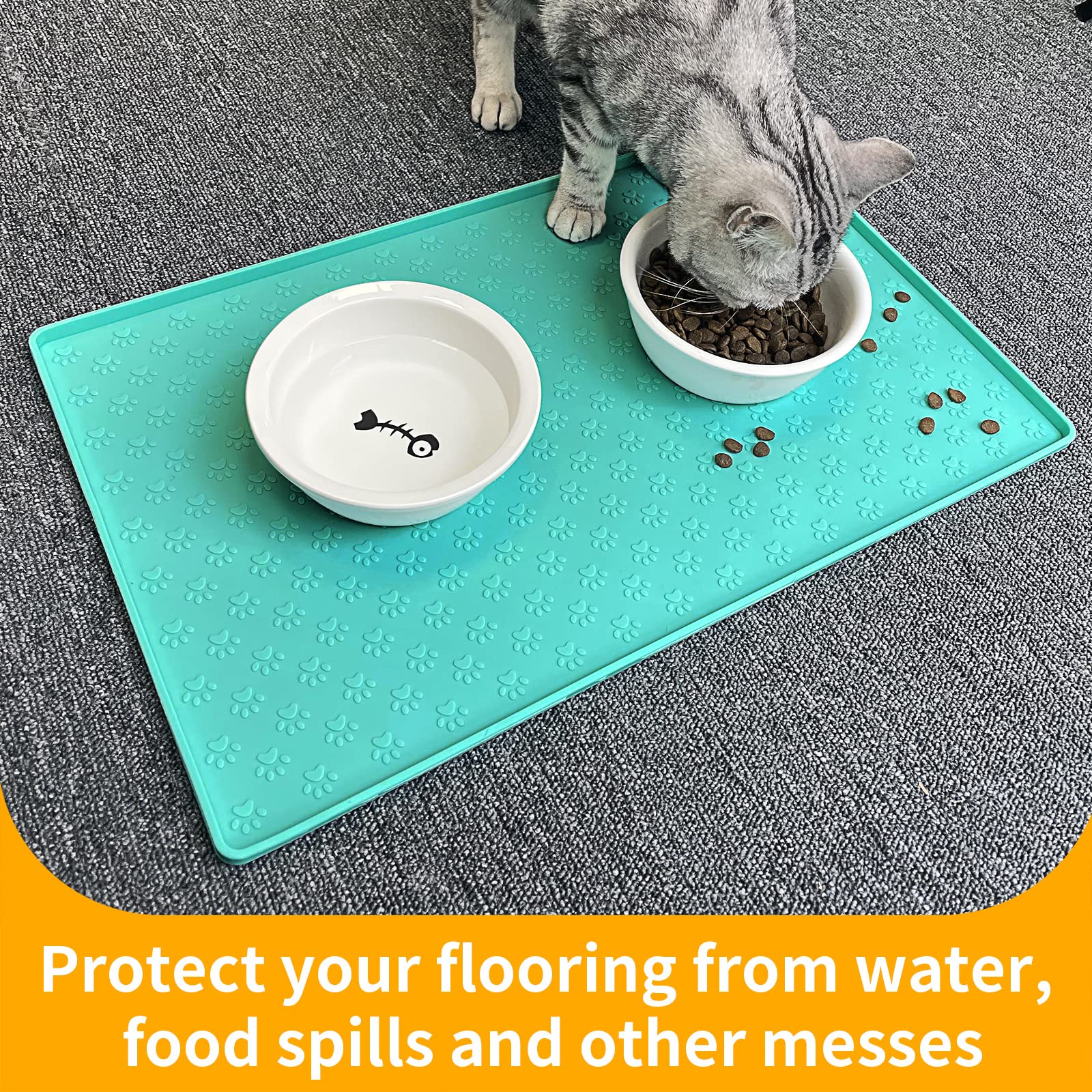 Ptlom placemat provides bowl stability, preventing tipping on slippery floors