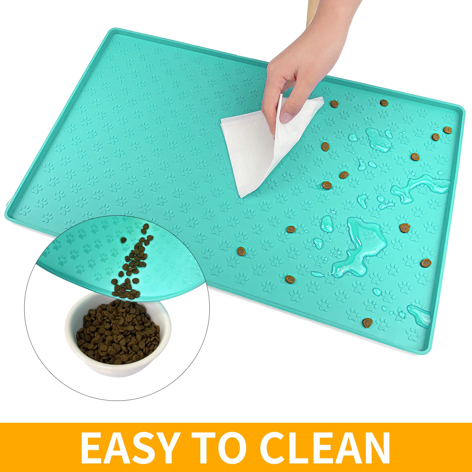 Ptlom placemat fits pet bowls and creates a dedicated feeding area for dogs and cats