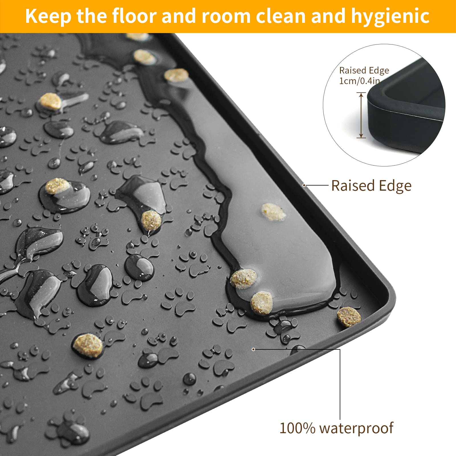 Ptlom silicone pet placemat edge-trim prevents overflow and mess