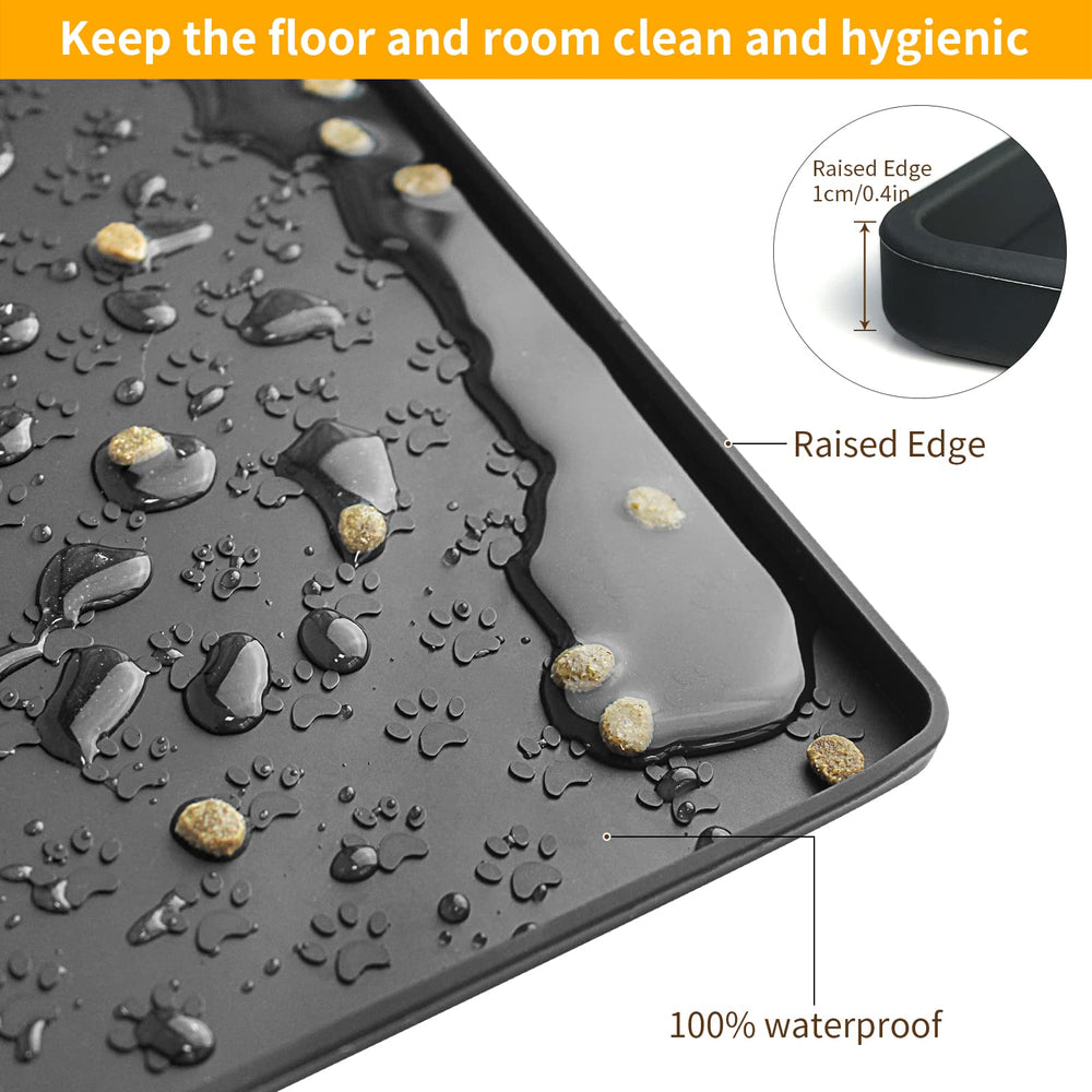 Ptlom silicone pet placemat edge-trim prevents overflow and mess